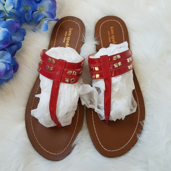 Kate Spade New York Women's Carol Flat Thong Sandal Cherry Red